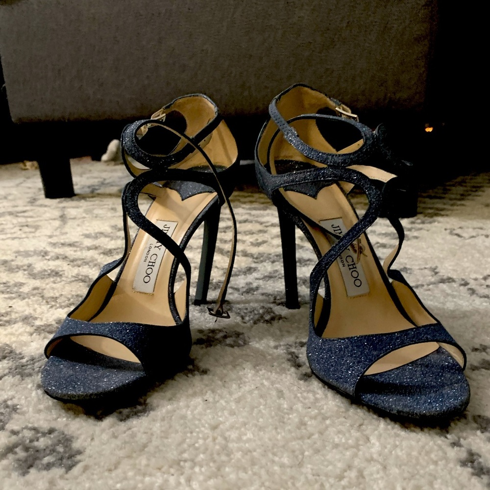 Jimmy Choo Lang in Fine Navy Glitter